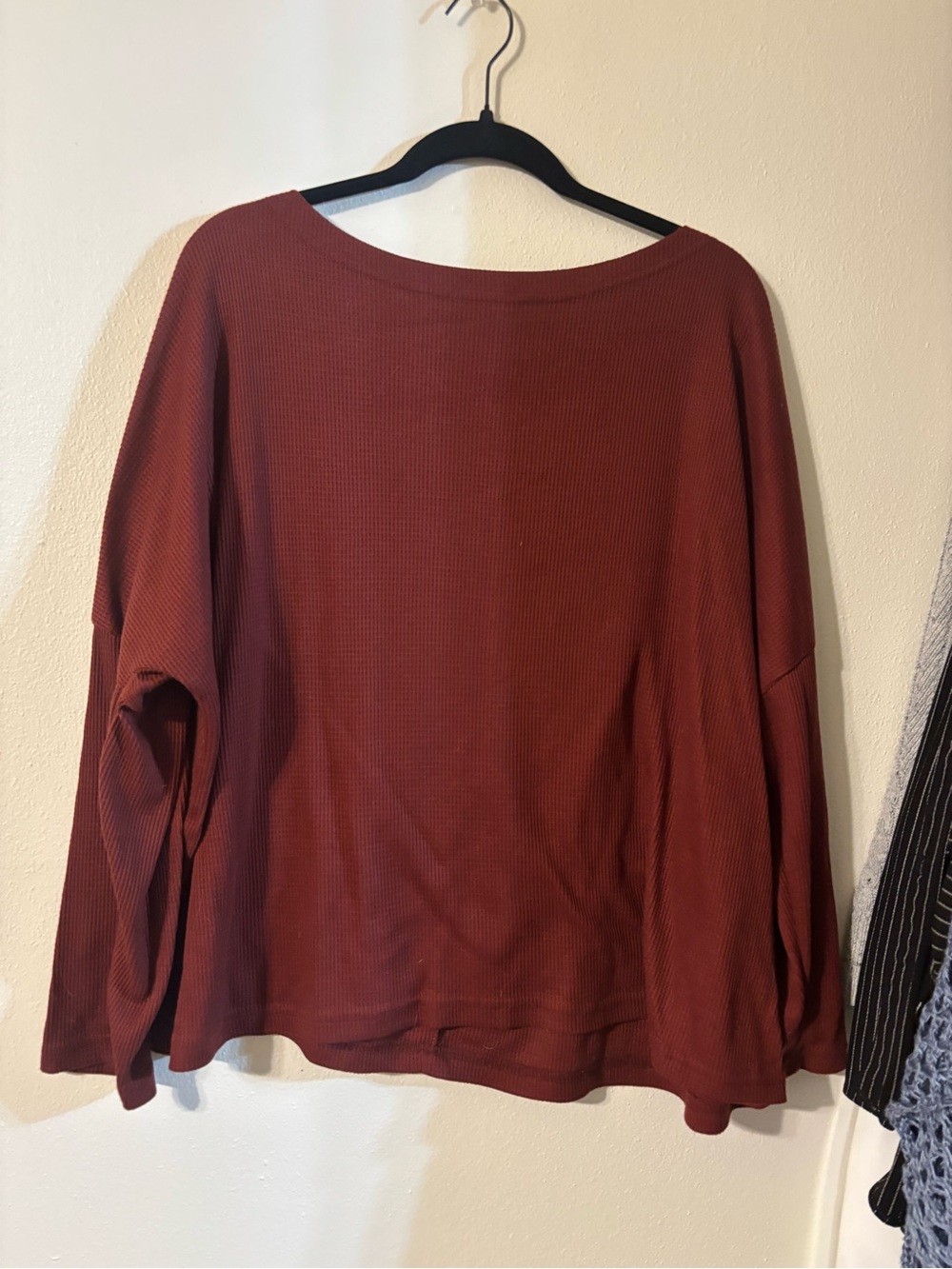 SHEIN Rust Waffle Knit Long Sleeve Top